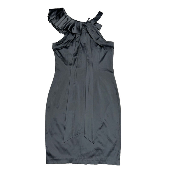 Aryn K. Ruffled Collared Shoulder Sheath Dress Black Size Small Party holiday - Picture 6 of 13